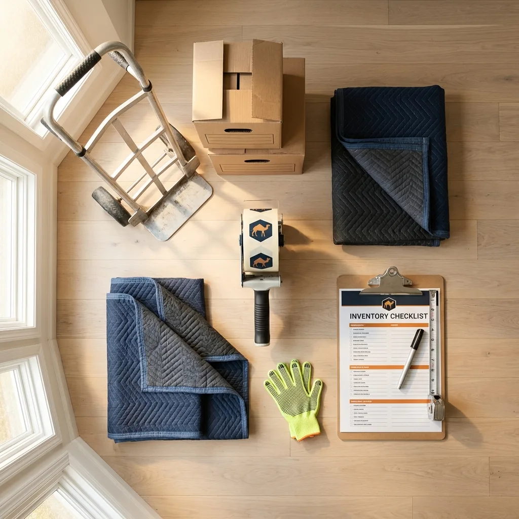 Professional moving supplies and packing materials layout for Darlington residential relocations